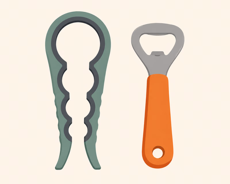 Illustration of jar and bottle opener tools for arthritic hands